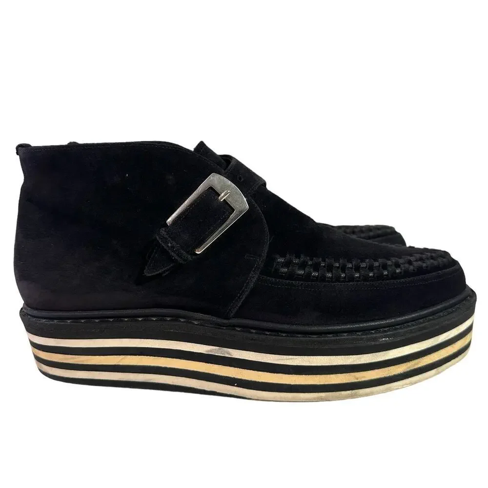 RARE Saint Laurent Paris Munkstrap Striped Platform Creepers Size 41-8